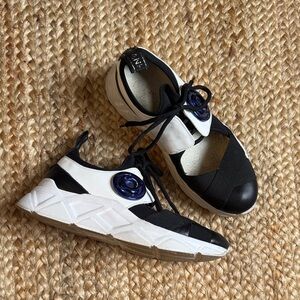 Frankie Morello 37 Black White Blue Cutout Sneakers